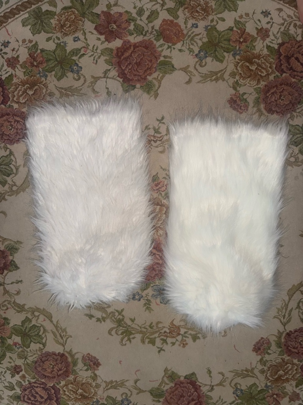 White Faux Fur leg  Warmers - Cozy Plush Pair